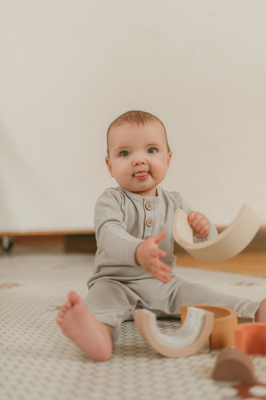 Organic Cotton Button Baby Romper