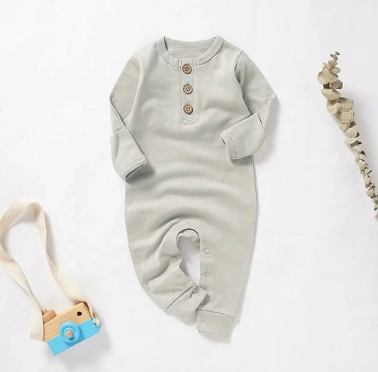 Organic Cotton Button Baby Romper