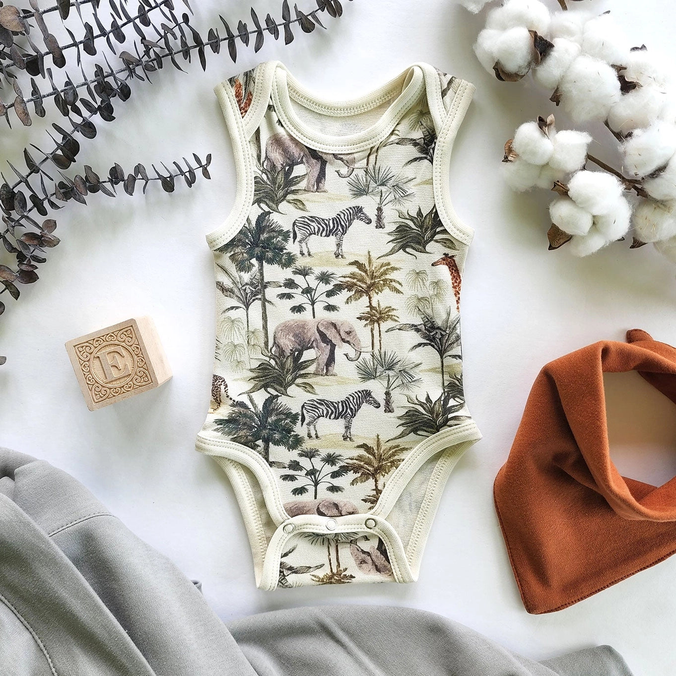 Organic Cotton Sleeveless Baby Bodysuit, Kenya