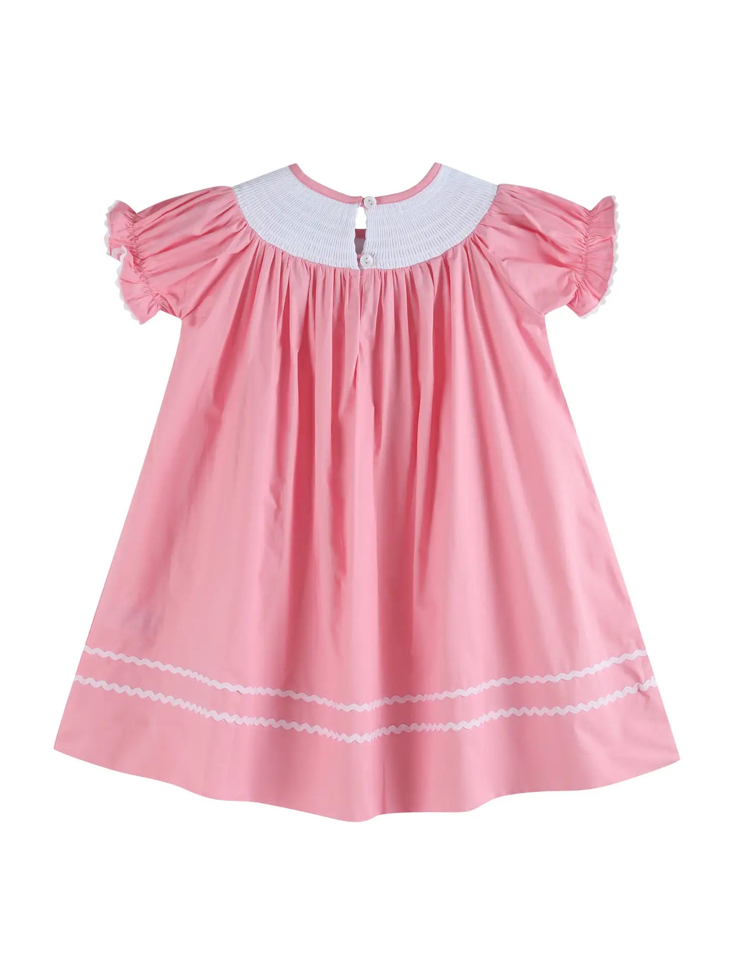 Pink Candy Heart Valentine's Smocked Bishop Dress