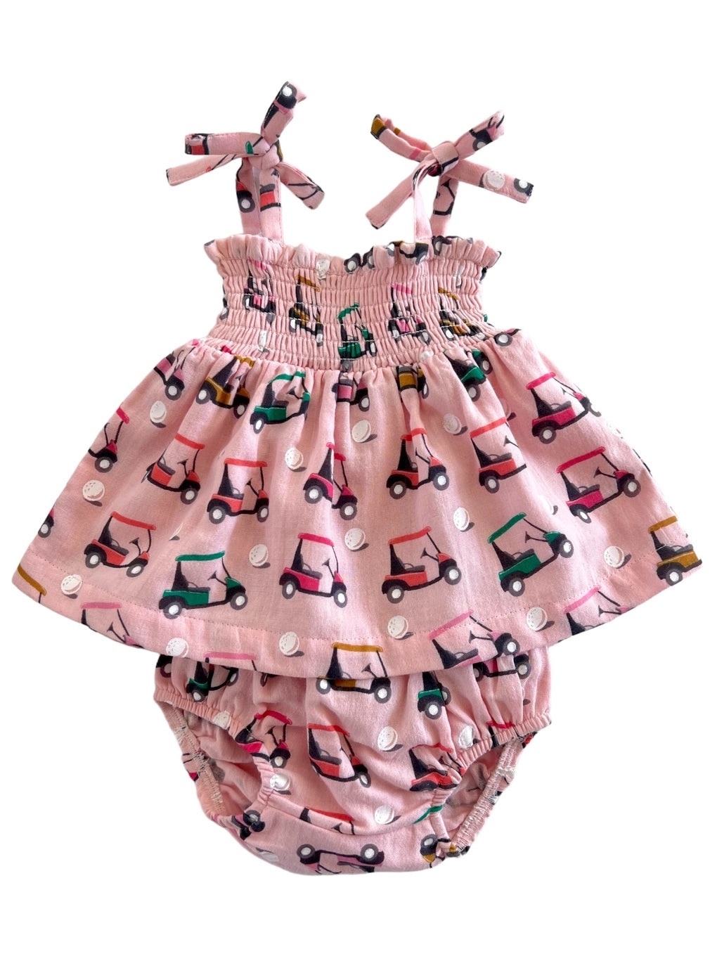 Pink Golf Cart / Organic Smocked Set