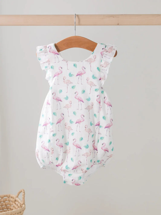 Pink Paradise Organic Muslin Bubble Romper