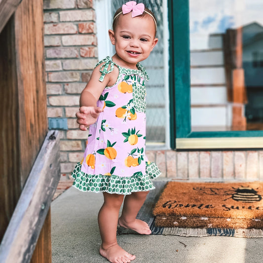 Pink Peach Spaghetti Strap Spring Dress Easter Party