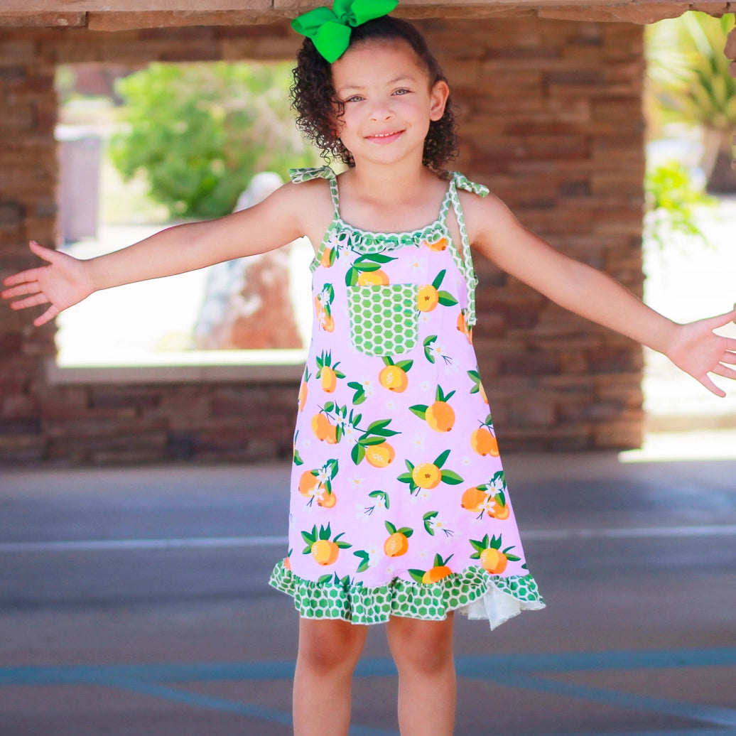 Pink Peach Spaghetti Strap Spring Dress Easter Party