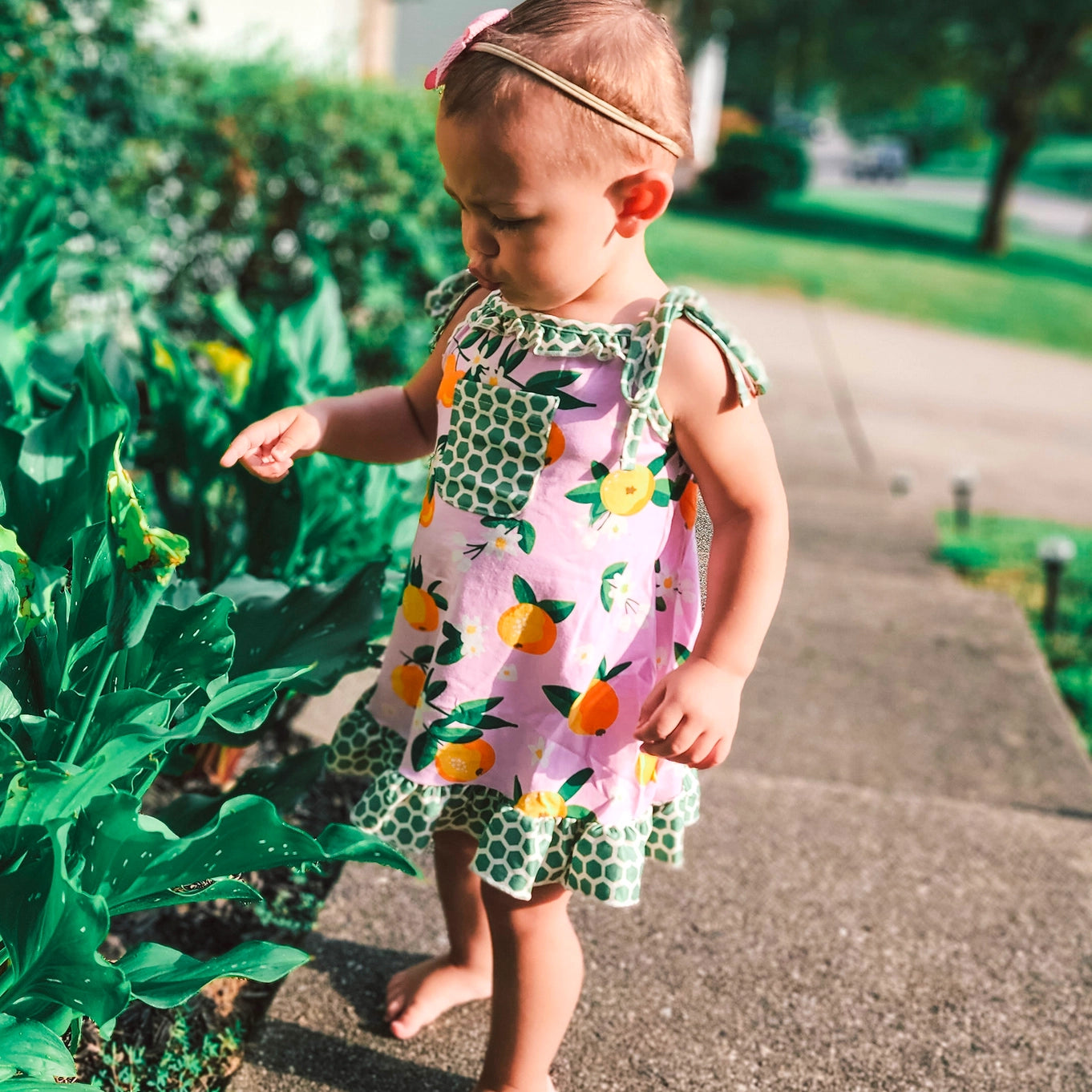 Pink Peach Spaghetti Strap Spring Dress Easter Party