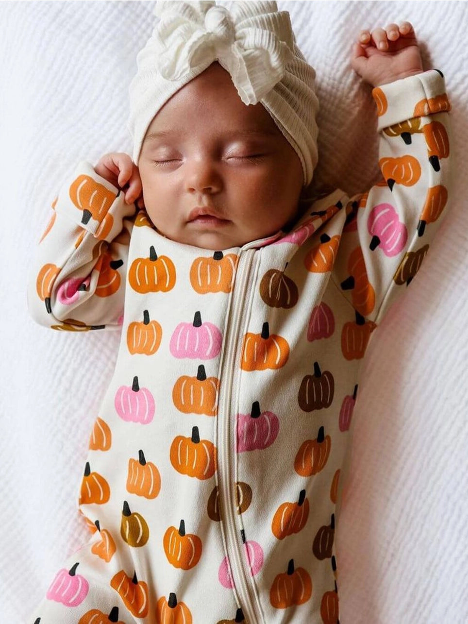 Pink Pumpkin Patch / Organic 2-Way Zip Romper