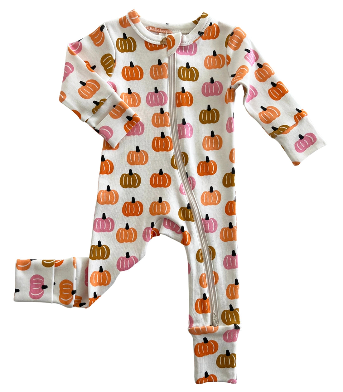 Pink Pumpkin Patch / Organic 2-Way Zip Romper