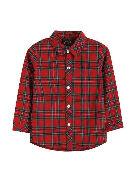 Red and Green Tartan Boy Dress Shirt