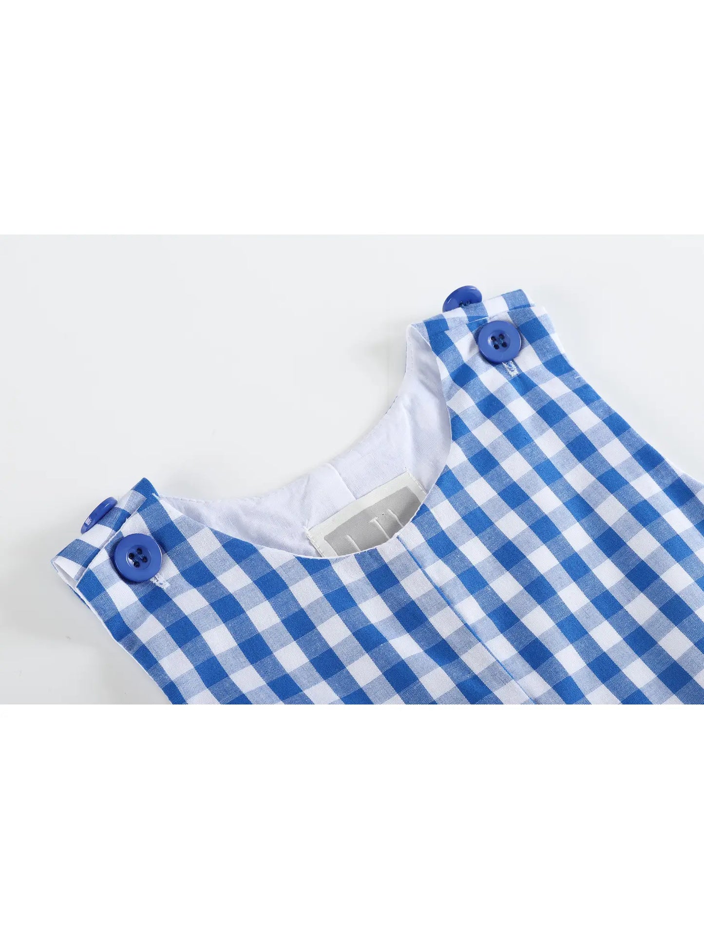 Lil Cactus Royal Blue Gingham Alligator Applique Shortalls