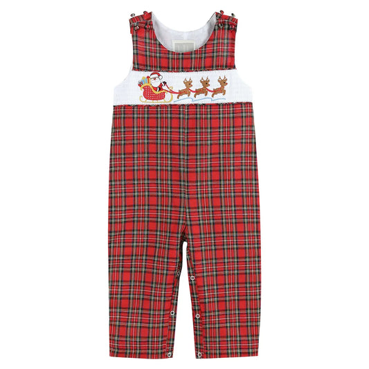 Santa Sleigh Smocked Overalls