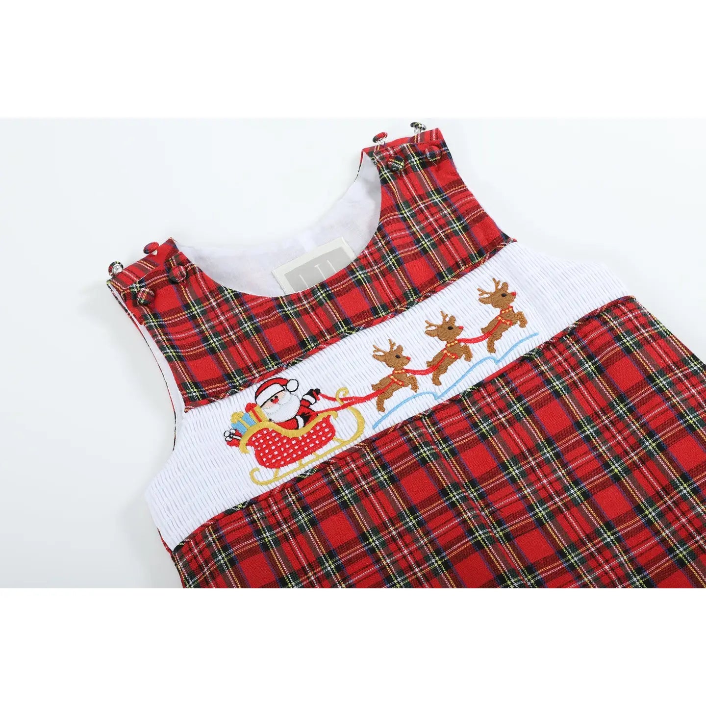 Santa Sleigh Smocked Overalls