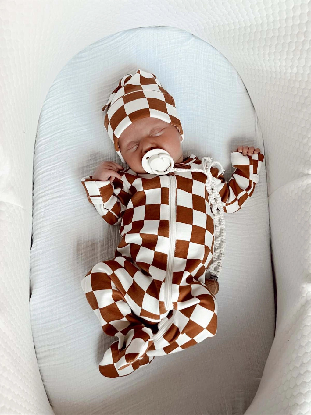 Stracciatella Checkerboard / Organic Zip Footie