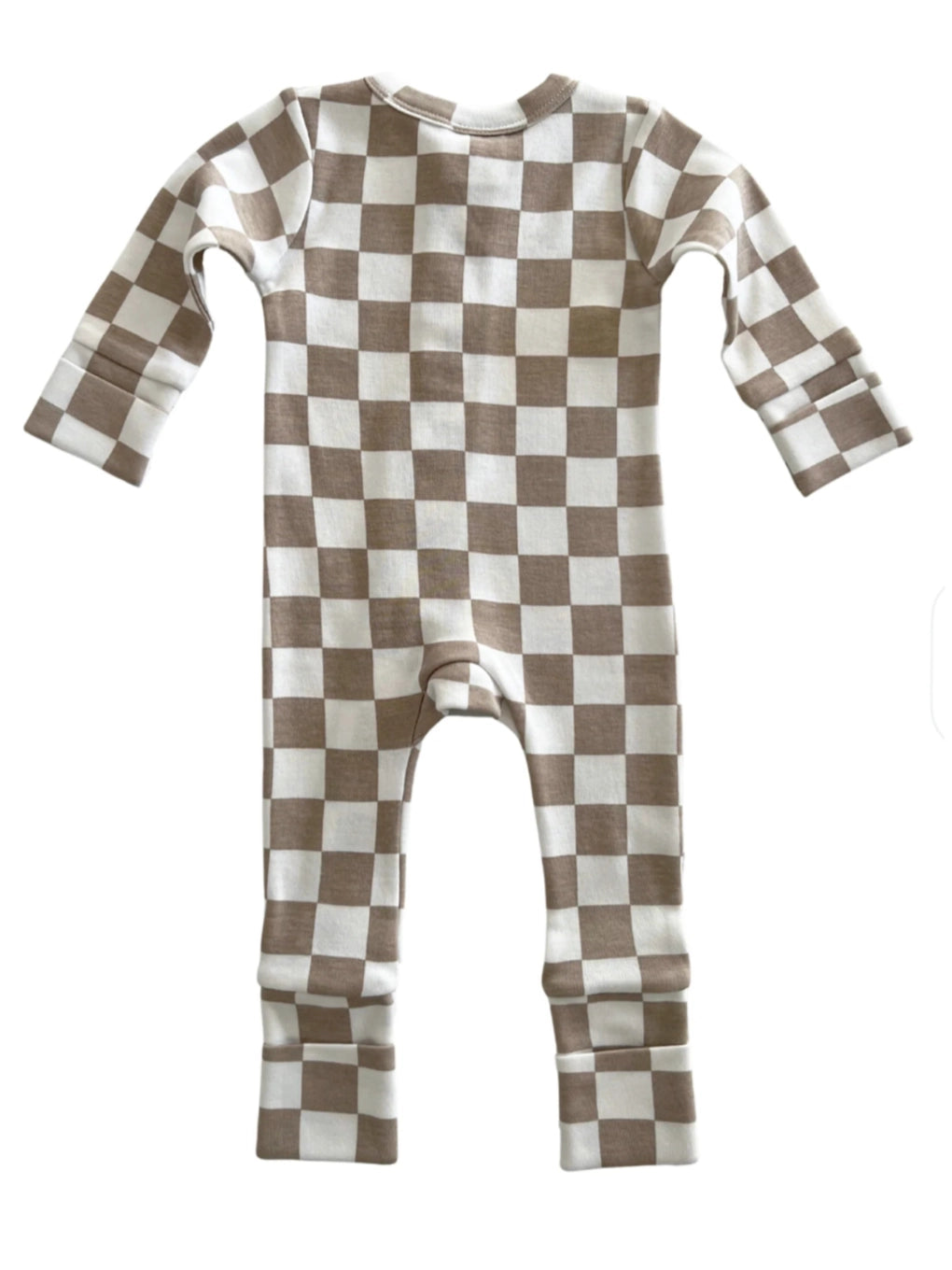 Tiramisu Checkerboard / Organic 2-Way Zip Romper