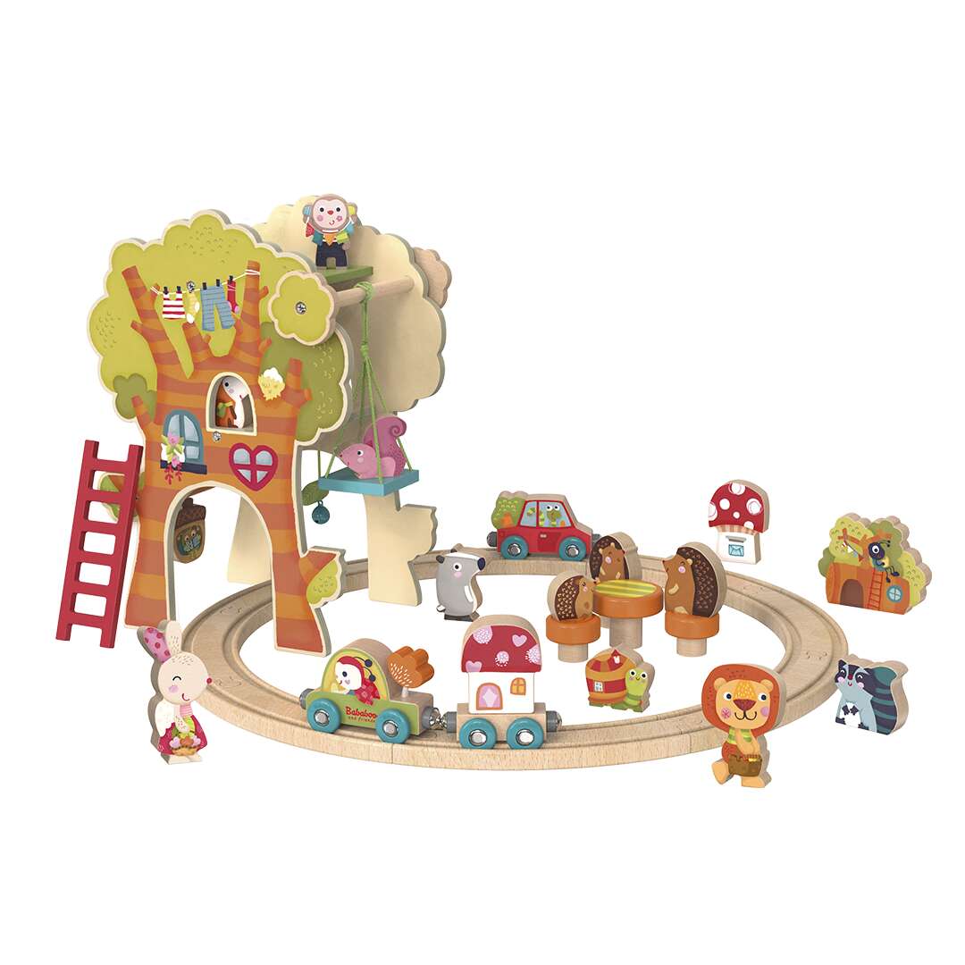 Tree House Play World with Wooden Train Tracks