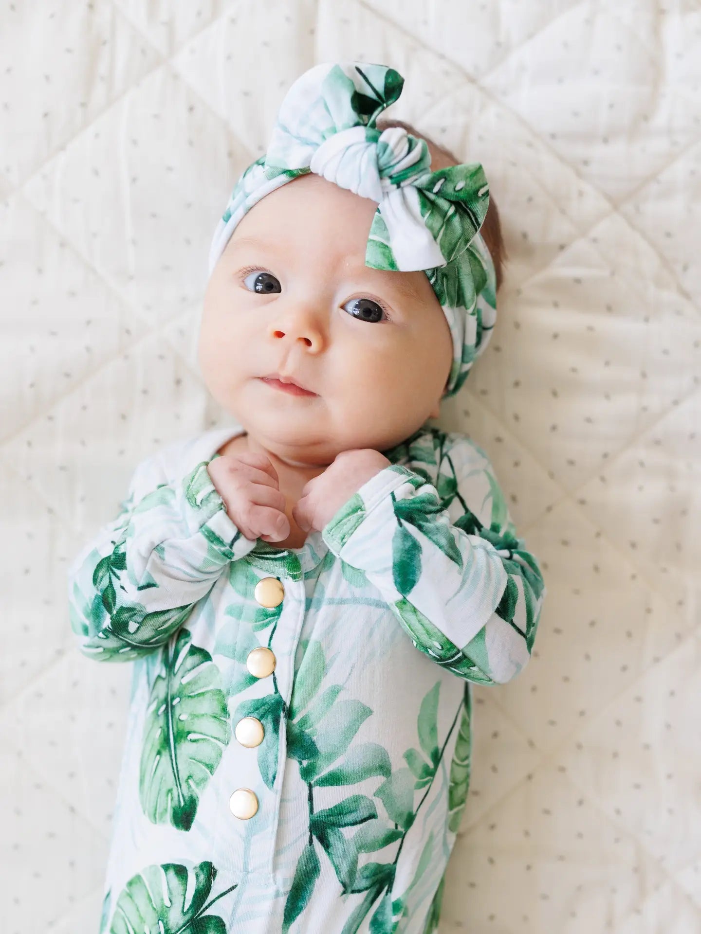 Tropical Leaf Knotted Gown/Bow