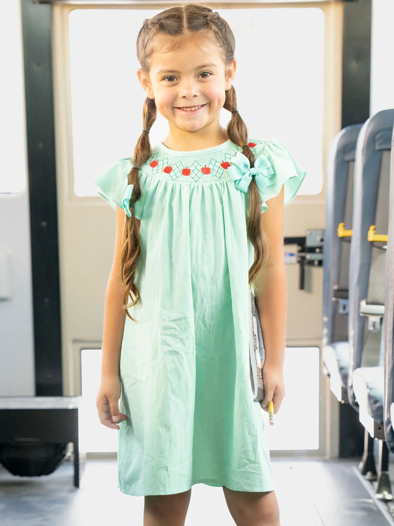 Turquoise Smocked Apples Dress