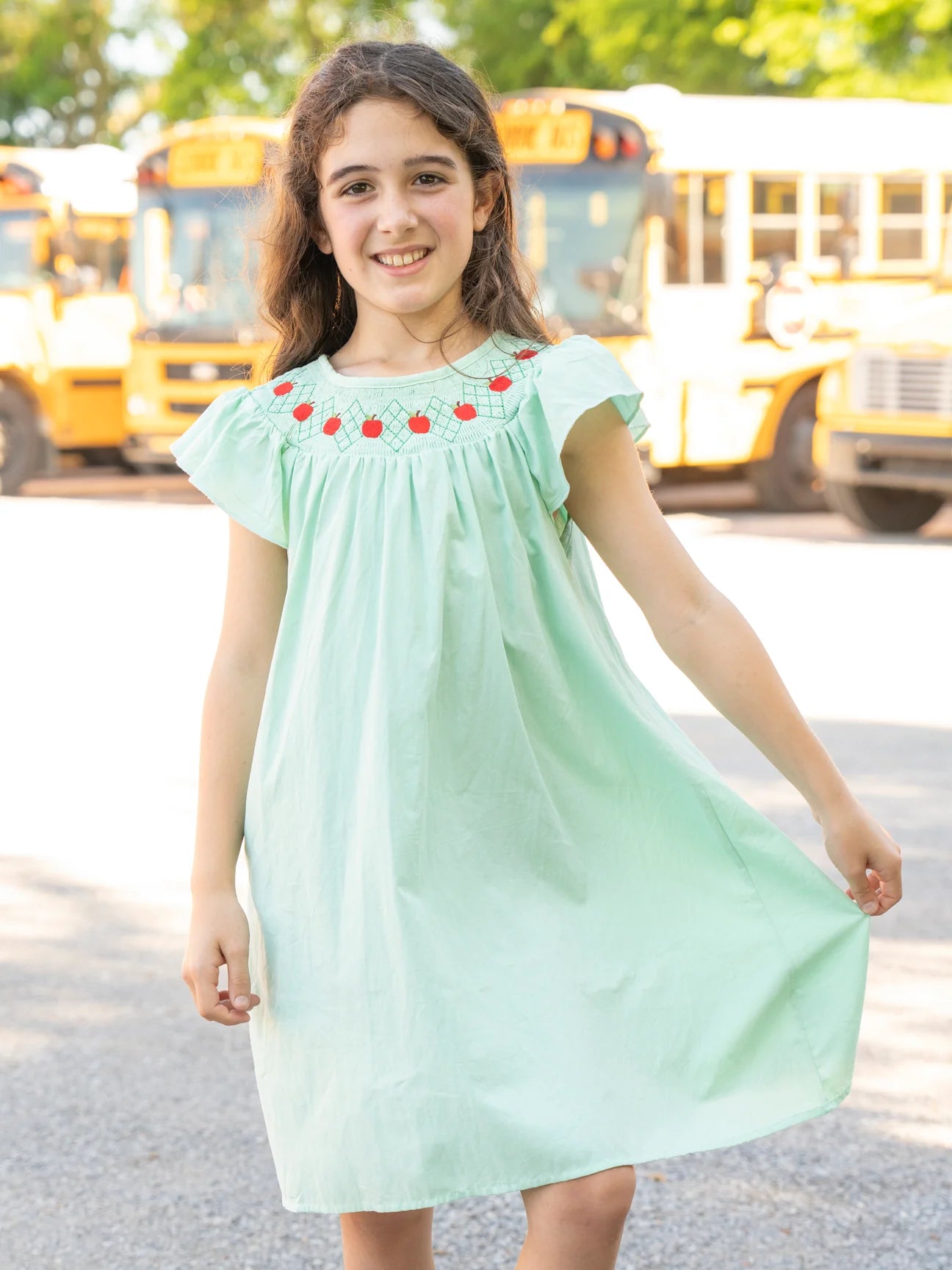 Turquoise Smocked Apples Dress