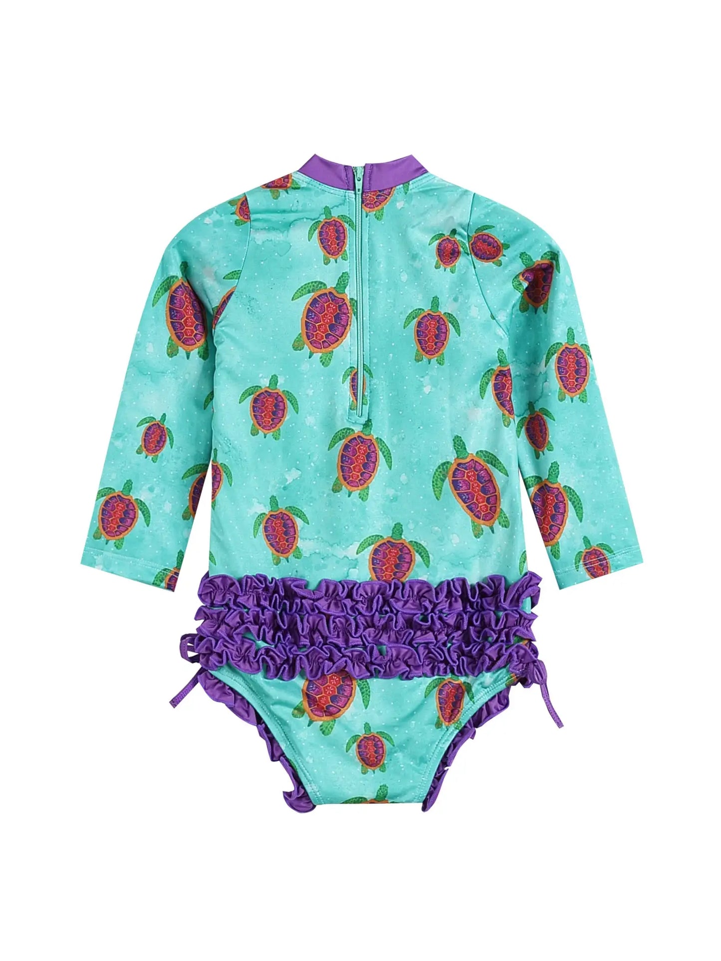 Turquoise Turtle Ruffle Swimsuit