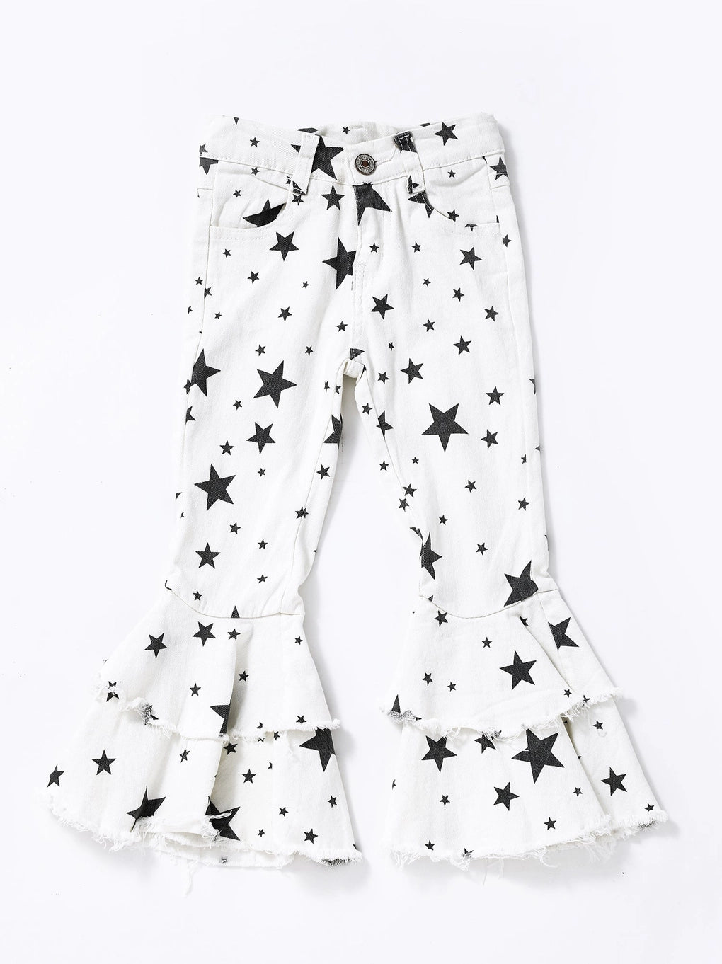 White Stars Double Layer Girls Jeans