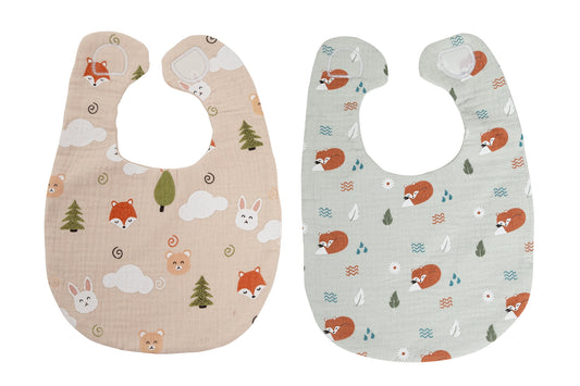 Woodland Muslin Cotton Bib Set, Set of 2