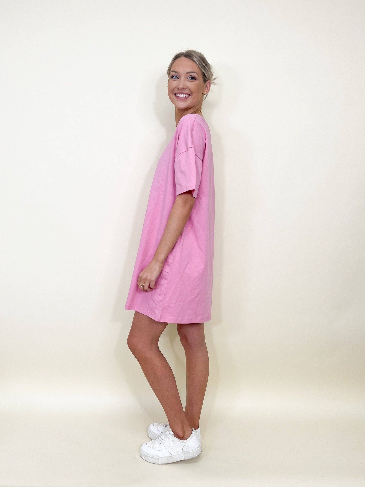 Pink T-Shirt Dress: Pink / Plus Size