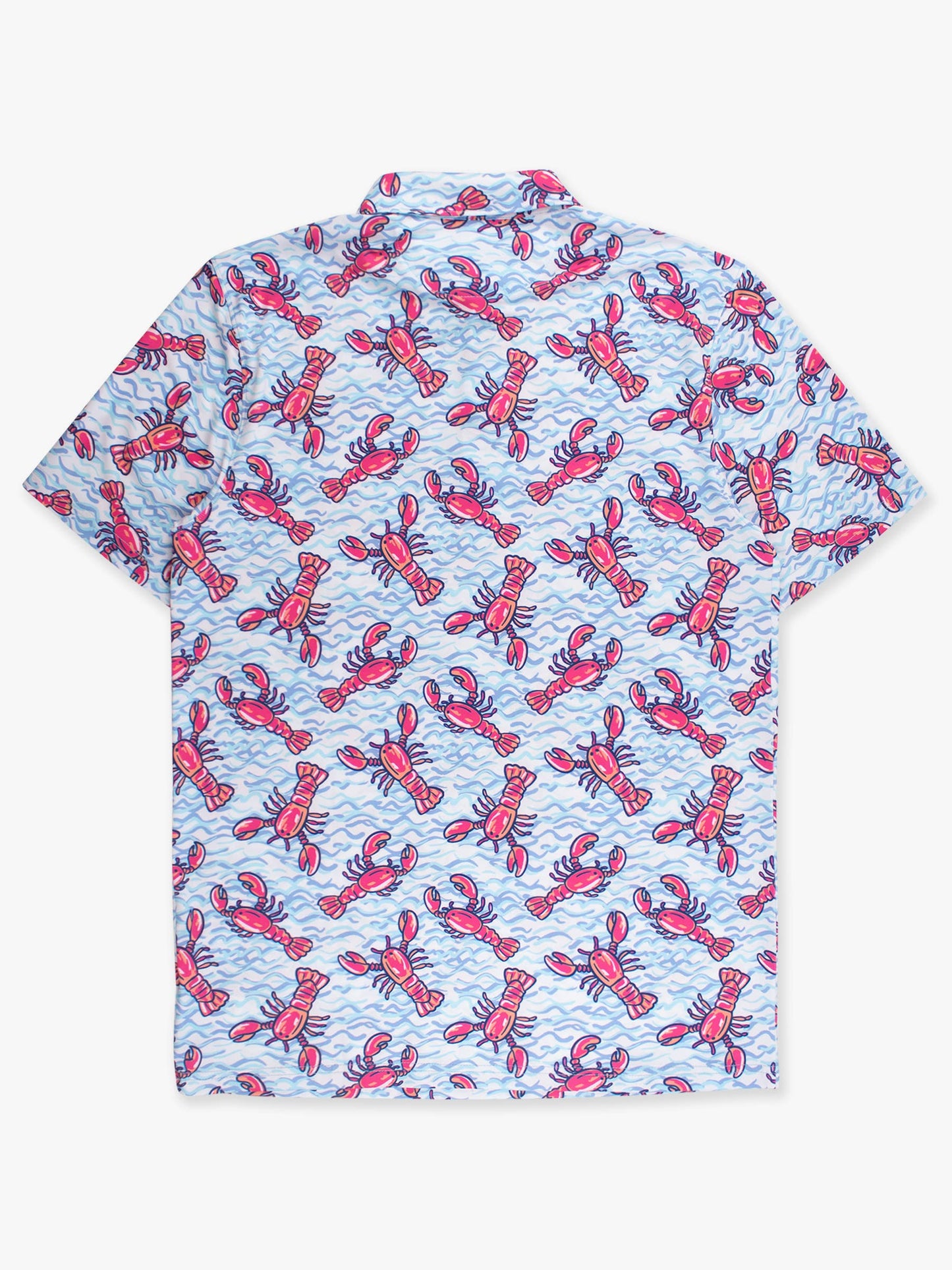 Men's Blue Lobster Lagoon Knit Short Sleeve Performance Polo: Blue / Men's XXL