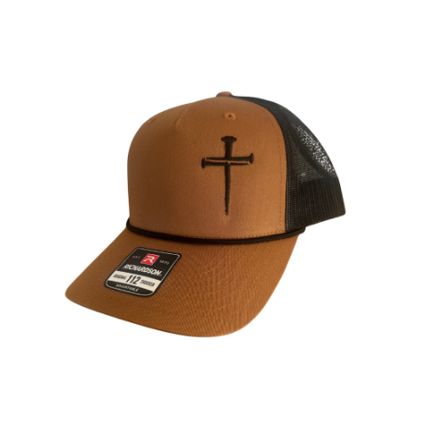 3 Nail Cross, Rugged Cross Embroidered Hat, Structured Fit: American Flag mesh with Red Cross