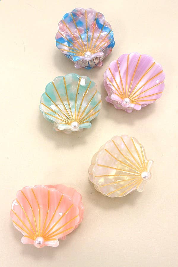 BEACH OCEAN CELLULOSE SEASHELL HAIR CLAW CLIPS | 40H782: Mint
