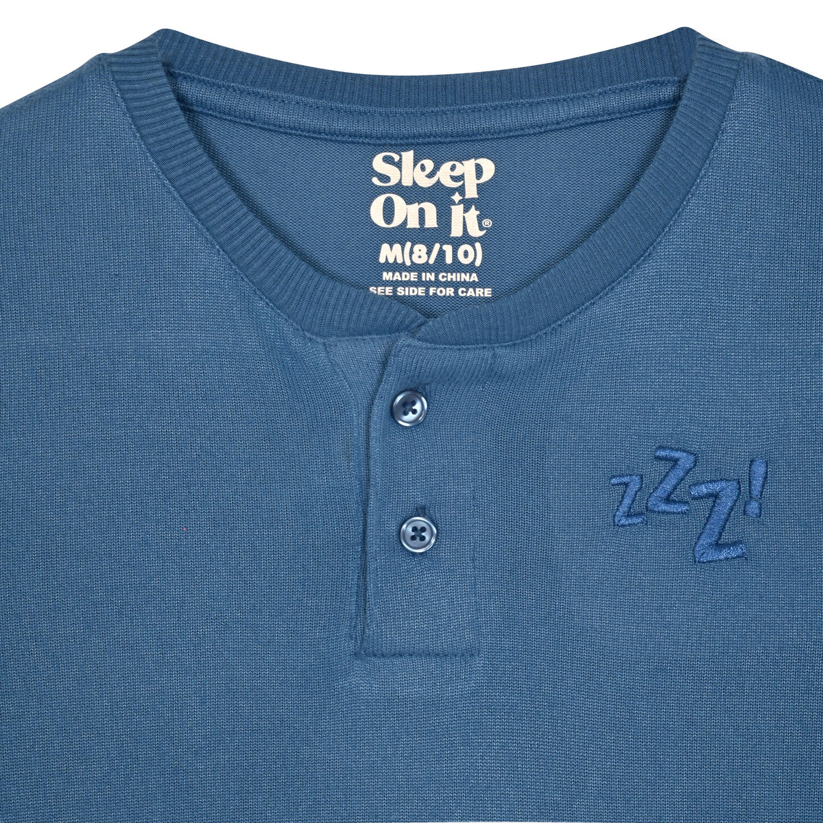 Sleep On It Boys Hacci Henley Pajama Set, Zzz Embroidery