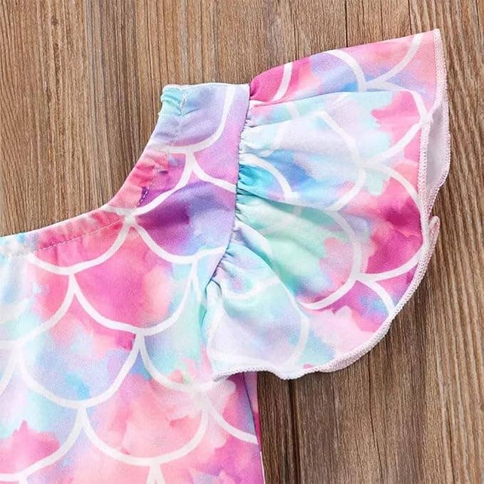 Mermaid Print Toddler Girl One-Piece Swimsuit: 2-3T