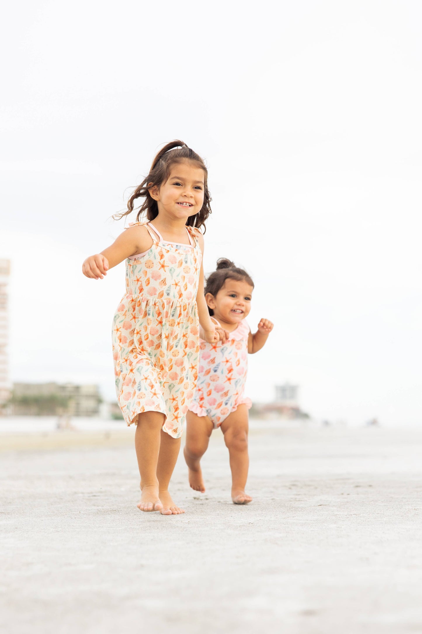 Sandy Seashells Beachy Kids Bamboo Sundress: Beige/Multi / 8/9K