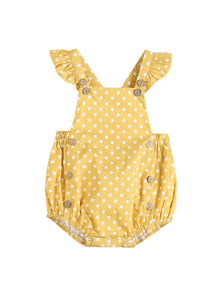 Mustard Dot Baby Romper