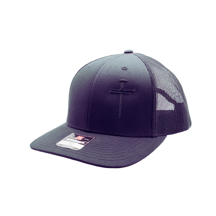 3 Nail Cross, Rugged Cross Embroidered Hat, Structured Fit: American Flag mesh with Red Cross