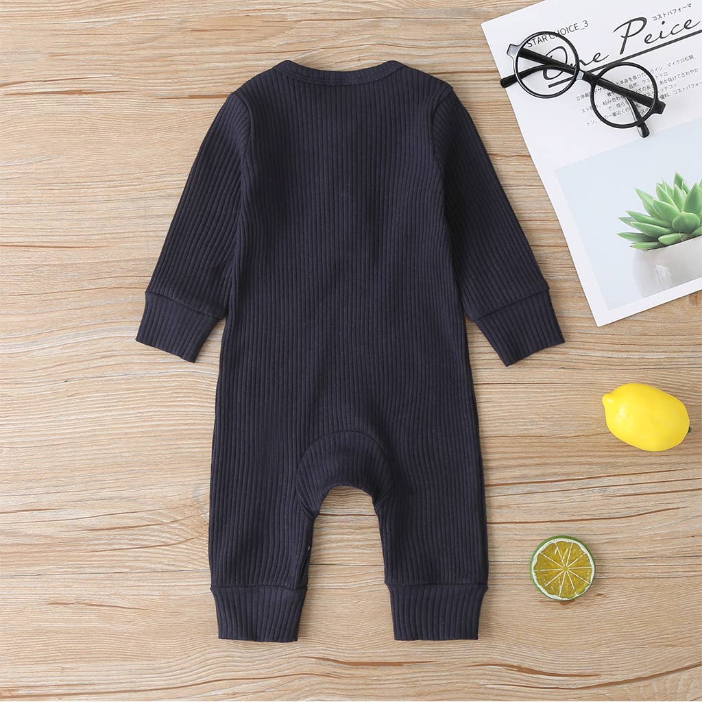 Baby Boy/Girl 95% Cotton Ribbed Button Up Jumpsuit