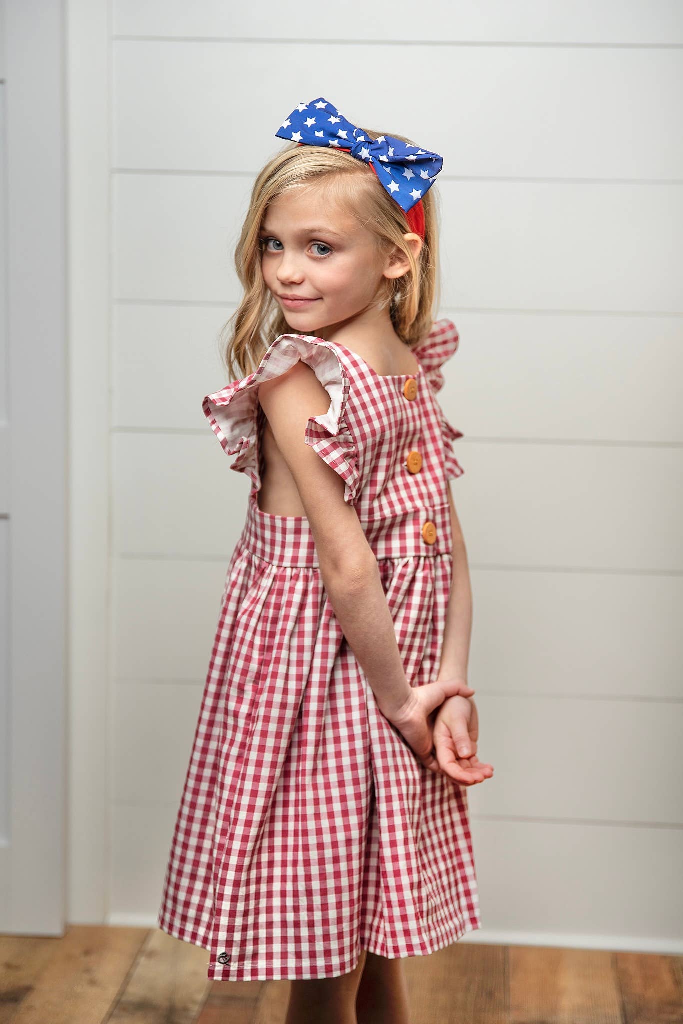 Kids Burgundy Gingham Pinafore Jumper