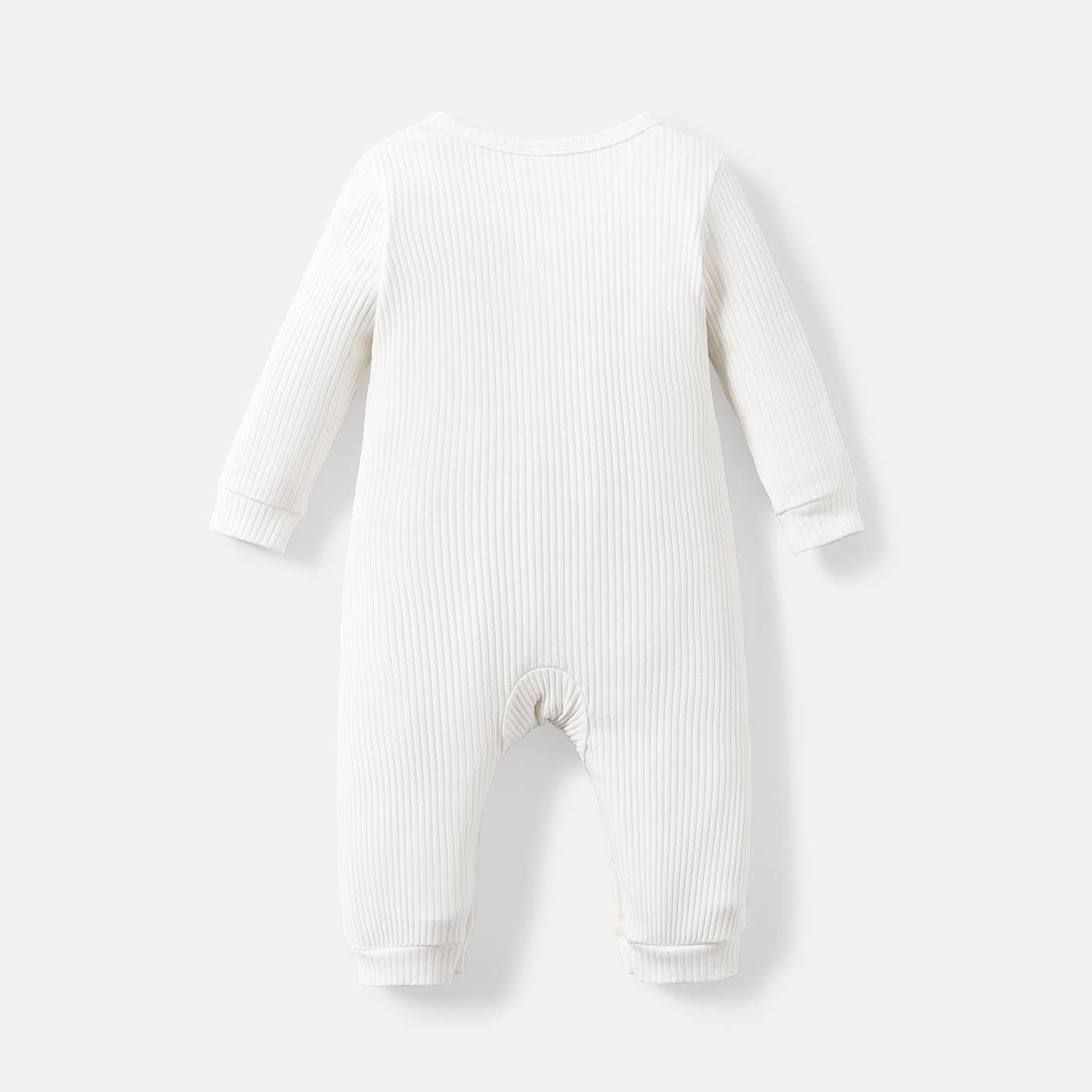 Baby Girl/Boy Cotton Button Ribbed Long-sleeve Jumpsuits