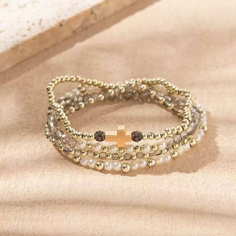 Cute Stackable Cross Bracelets for Women in Multiple Colors : Blue