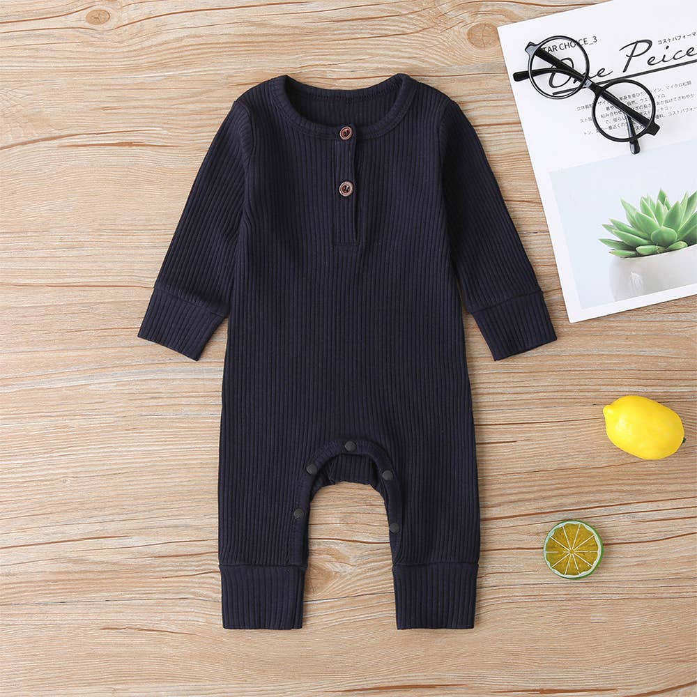 Baby Boy/Girl 95% Cotton Ribbed Button Up Jumpsuit