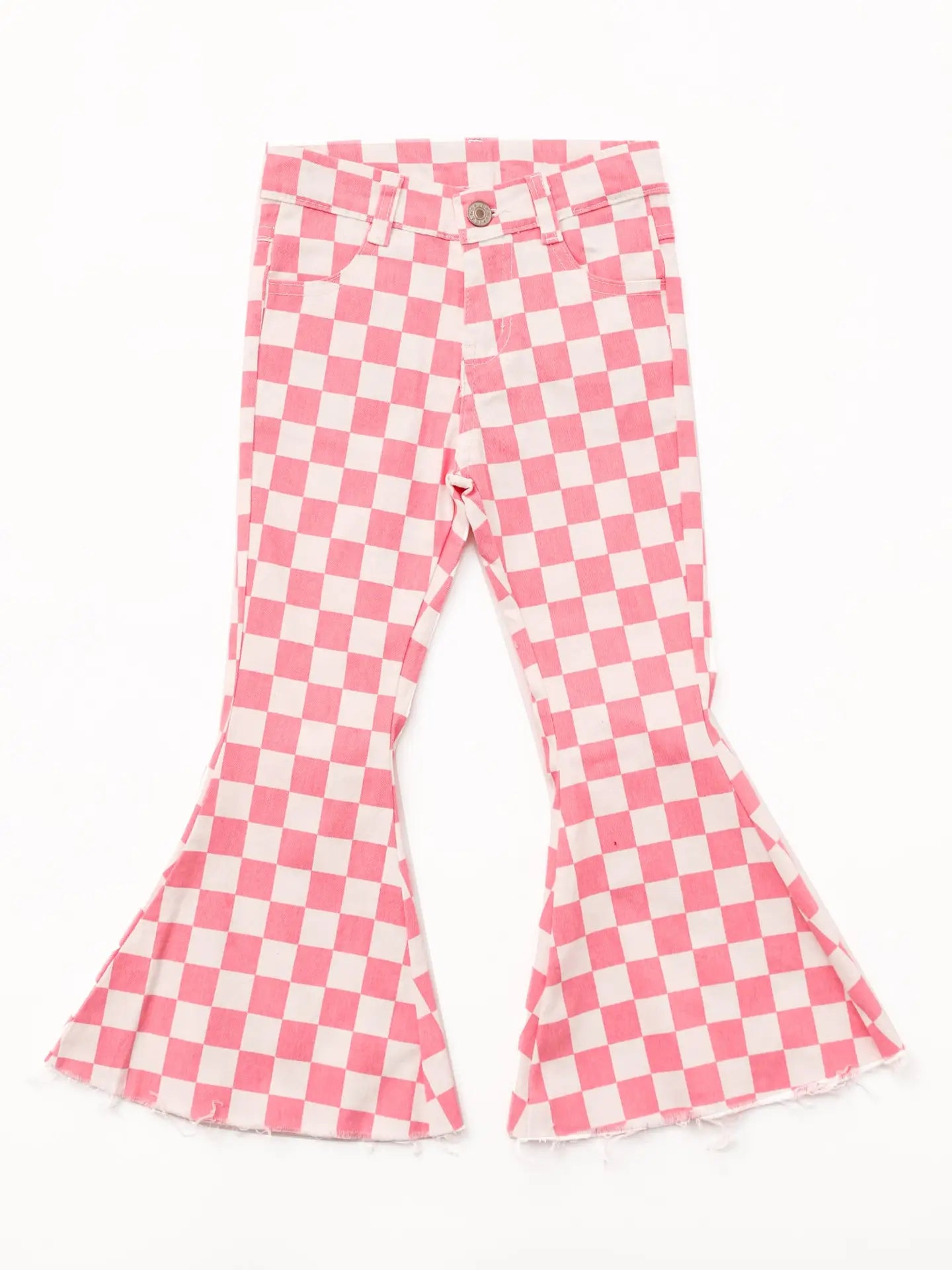 Checked Flare Jeans