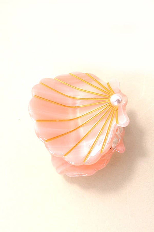 BEACH OCEAN CELLULOSE SEASHELL HAIR CLAW CLIPS | 40H782: Peach