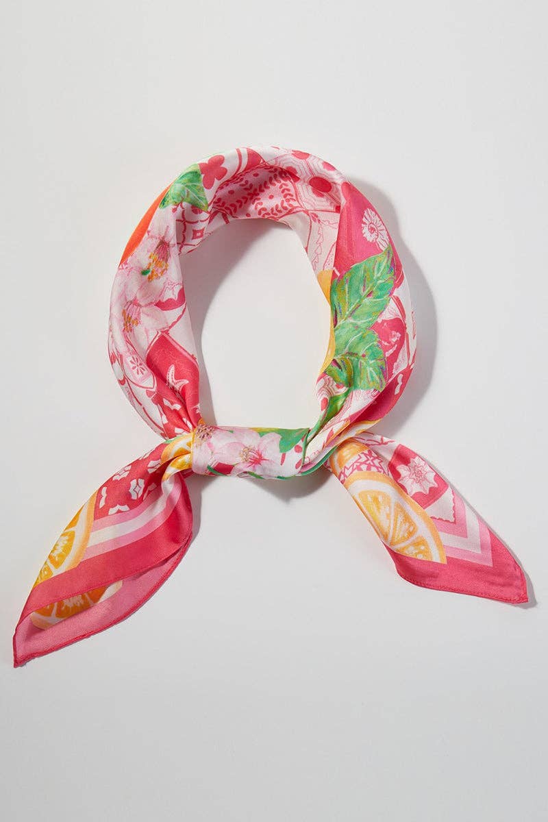 Citrus Club Pink Square Satin Scarf
