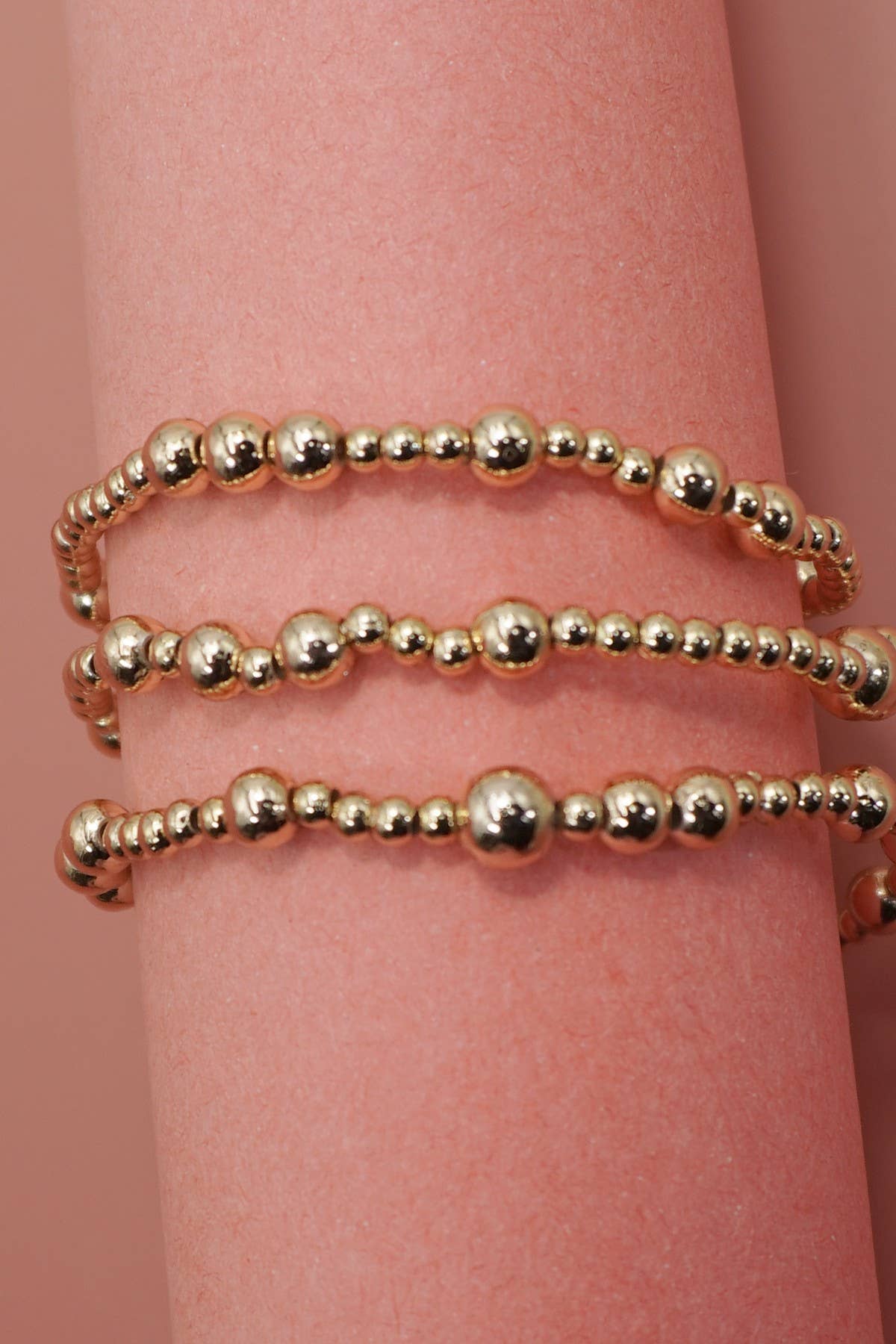 MULTI LAYER GOLD BALL CHAIN BEADED BRACELET | 40B5179: GOLD