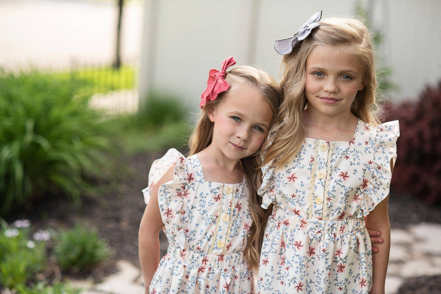 Kids Dainty Floral Print Button Pinafore Dress