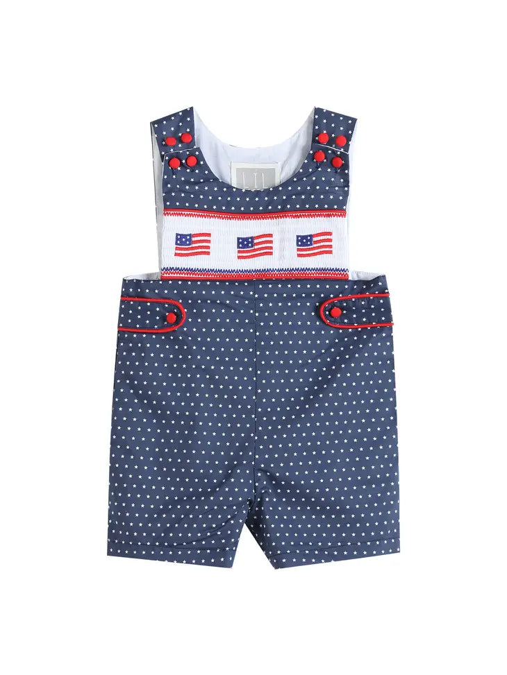 Navy Blue Star 4th of July smocked