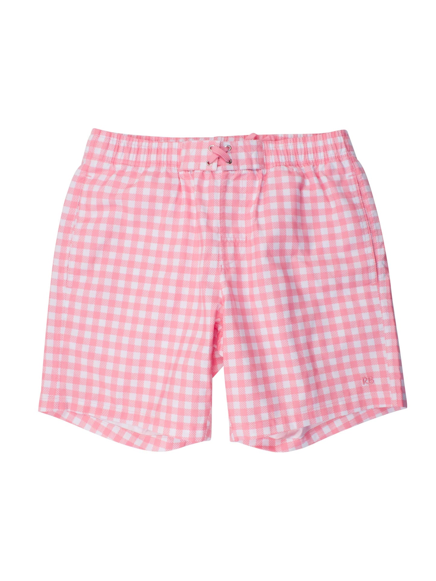 Men's Bubblegum Gingham Swim Trunks: Pink / Men's M