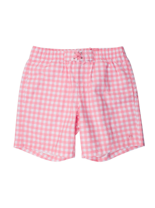 Men's Bubblegum Gingham Swim Trunks: Pink / Men's S