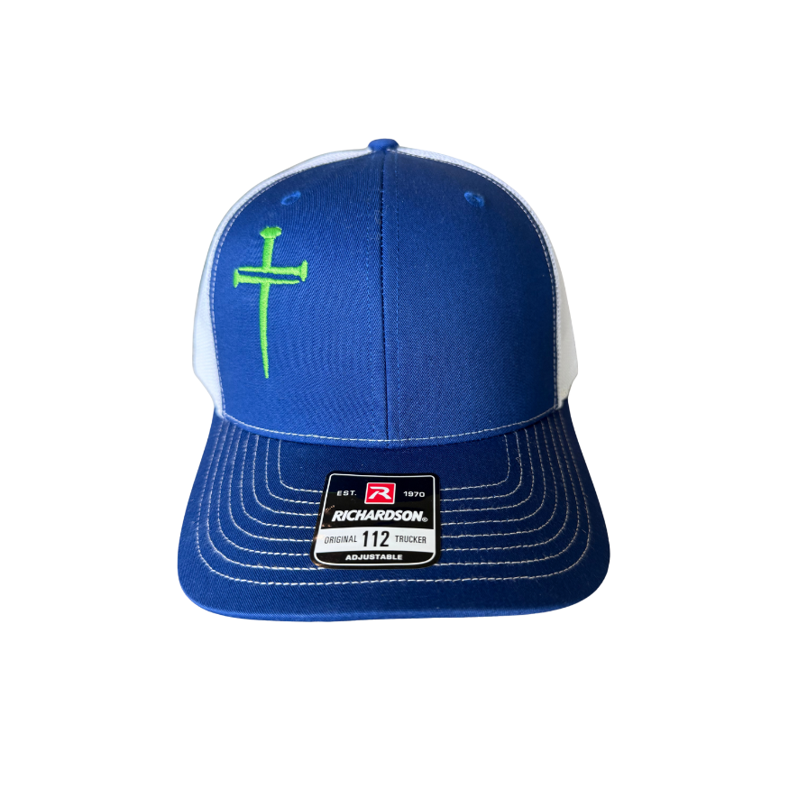 3 Nail Cross, Rugged Cross Embroidered Hat, Structured Fit: American Flag mesh with Red Cross