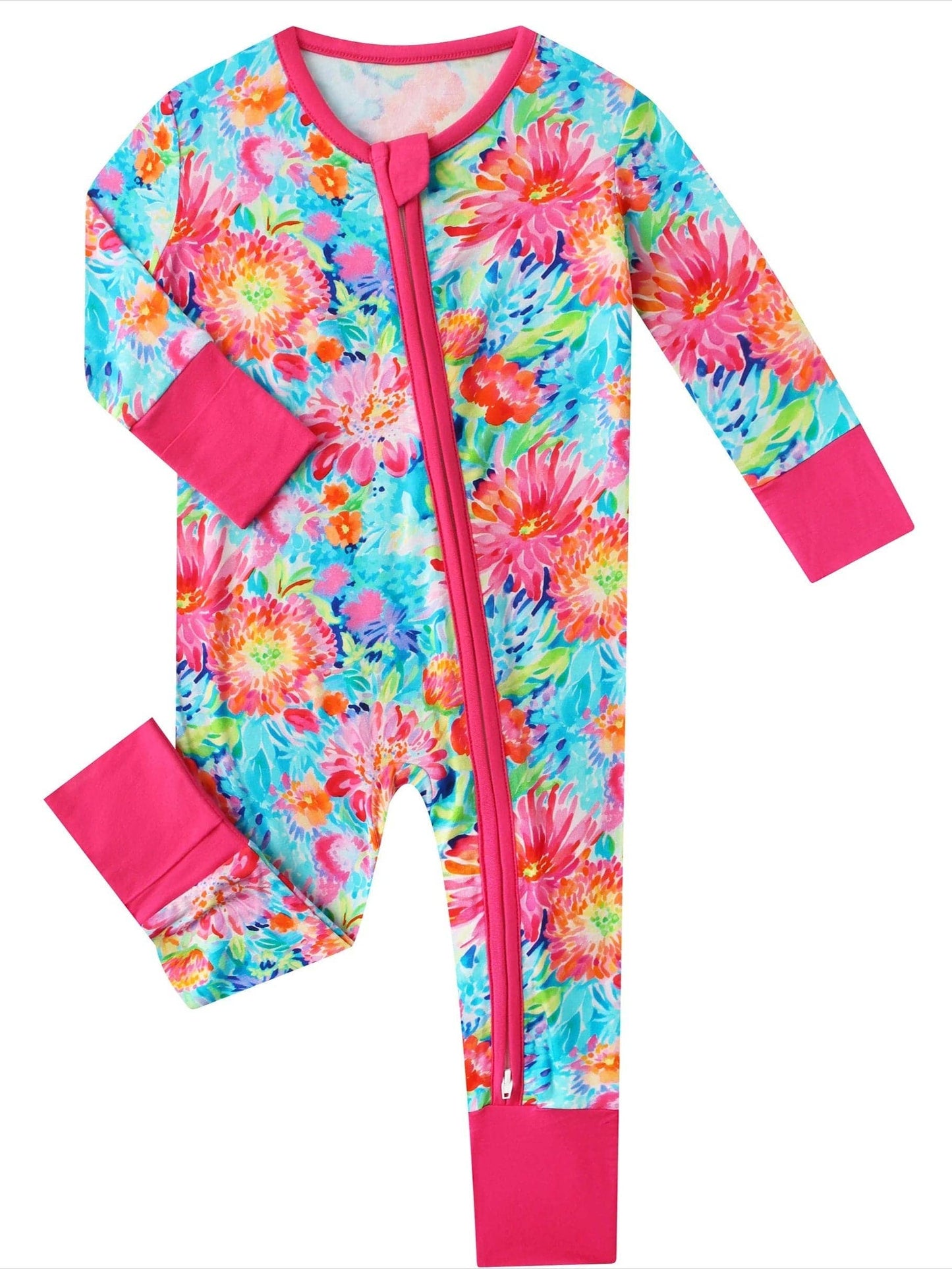 Posh TOT Coral Garden Bamboo Baby Convertible Zippy Romper: 6-12M