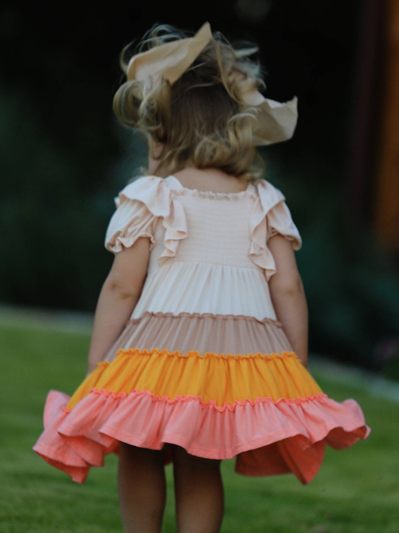 Fall Bohemian Style Toddler Girl Dress with Ruffles: 2