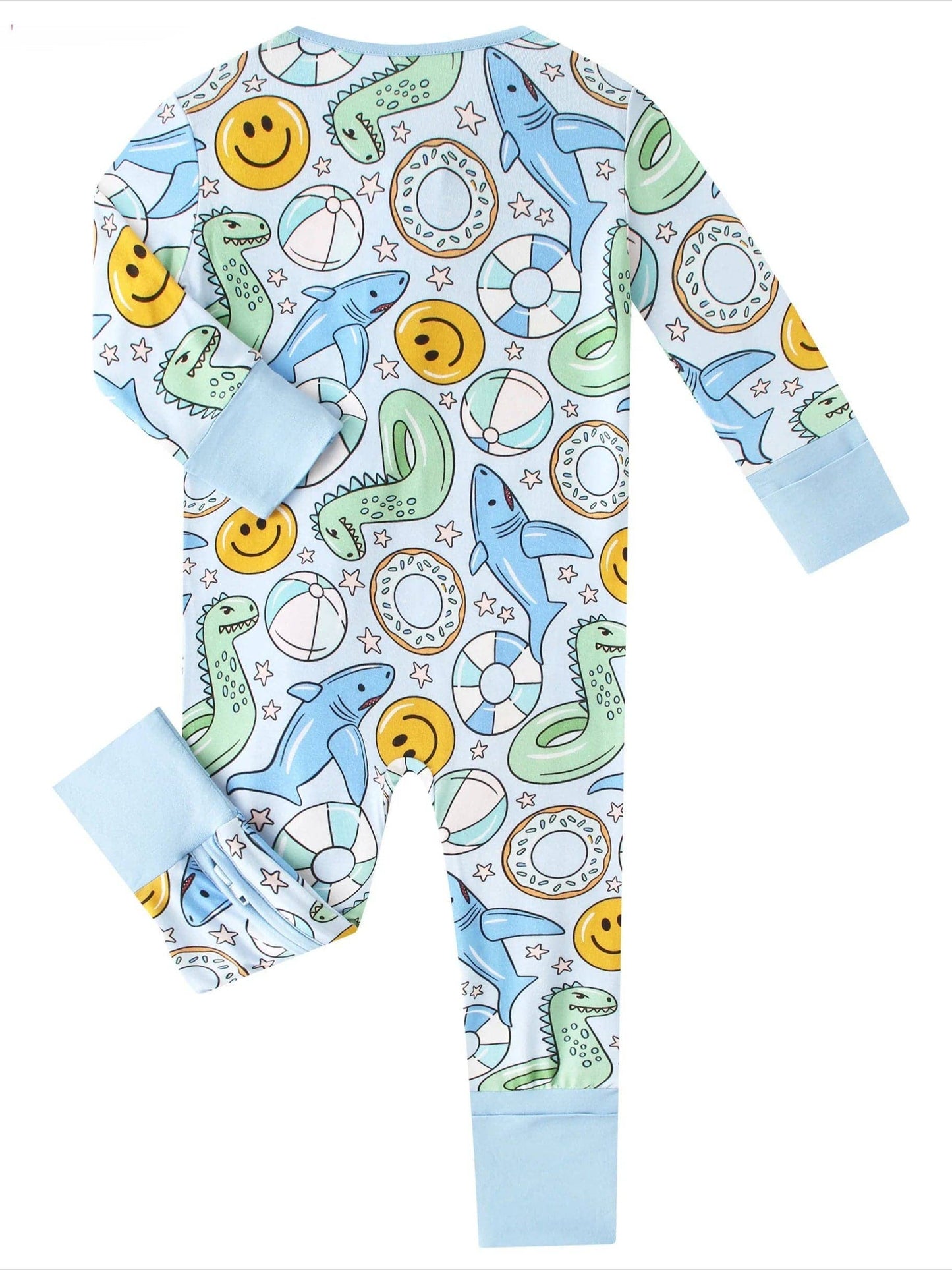 Posh TOT Pool Floats Bamboo Baby Convertible Zippy Romper: 6-12M